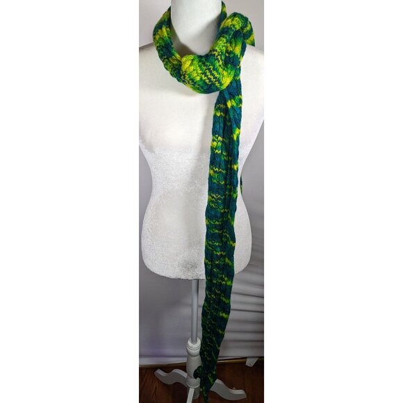 Handmade Cybergoth Dragon Blue Yellow And Neon Green Scarf - Picture 6 of 7
